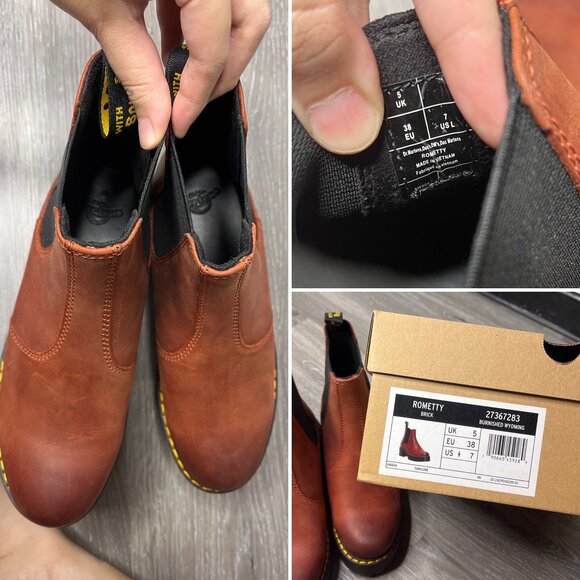 Dr. Martens Rometty Wyoming Leather Platform Chelsea Boots Brick US Women's 7 - Picture 10 of 12